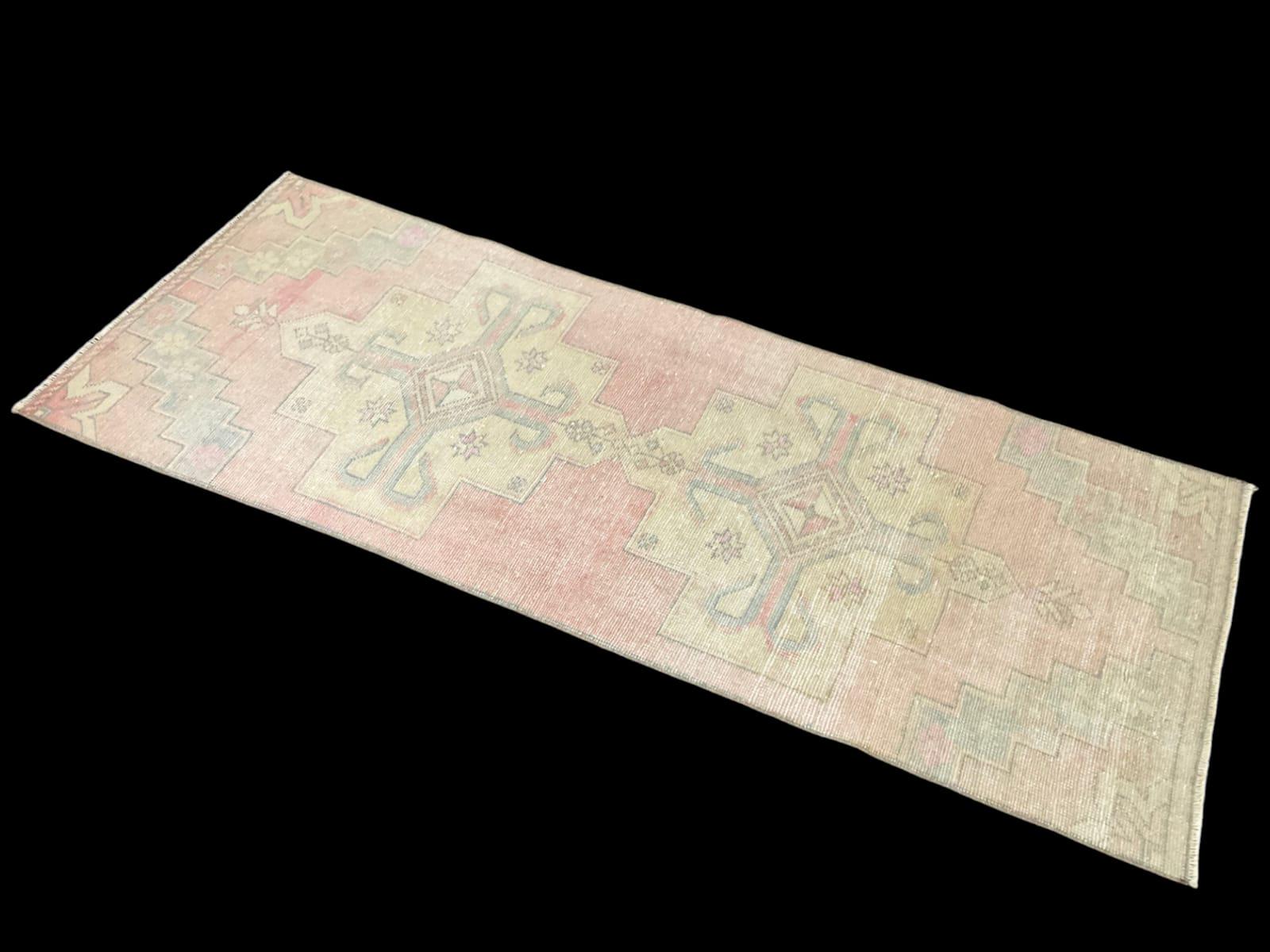 3x7,Oushak Rug,Vintage Rug,Faded Pink Rug, 3x7 Rug,Turkish Rug,Handmade Rug,Livingroom Rug,Entryway Rug,Kitchen Rug,Mini Rug,Decor Rug,3x7