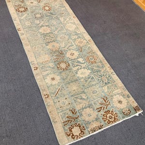 2x6|Oushak Runner Rug|Turkish Rug|Handmade Rug |Vintage Rug|White Rug|Blue Rug|Patchwork Rug|Runner Rug|Livingroom Rug|Wool Rug|2.2x5.6 ft