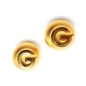 Vintage GIVENCHY G Signed Runway Clip On Earrings
