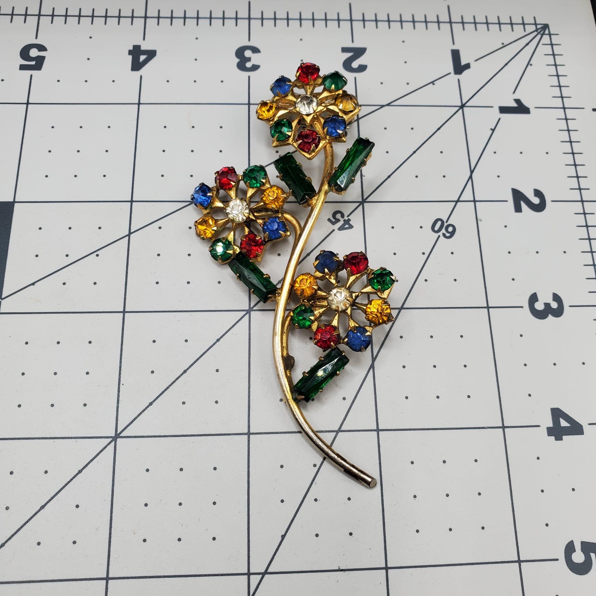 Broche Vintage Multicolore En Forme De Fleurs - Bijou Ancien Pour Embellir Vos Vestes Et Robes