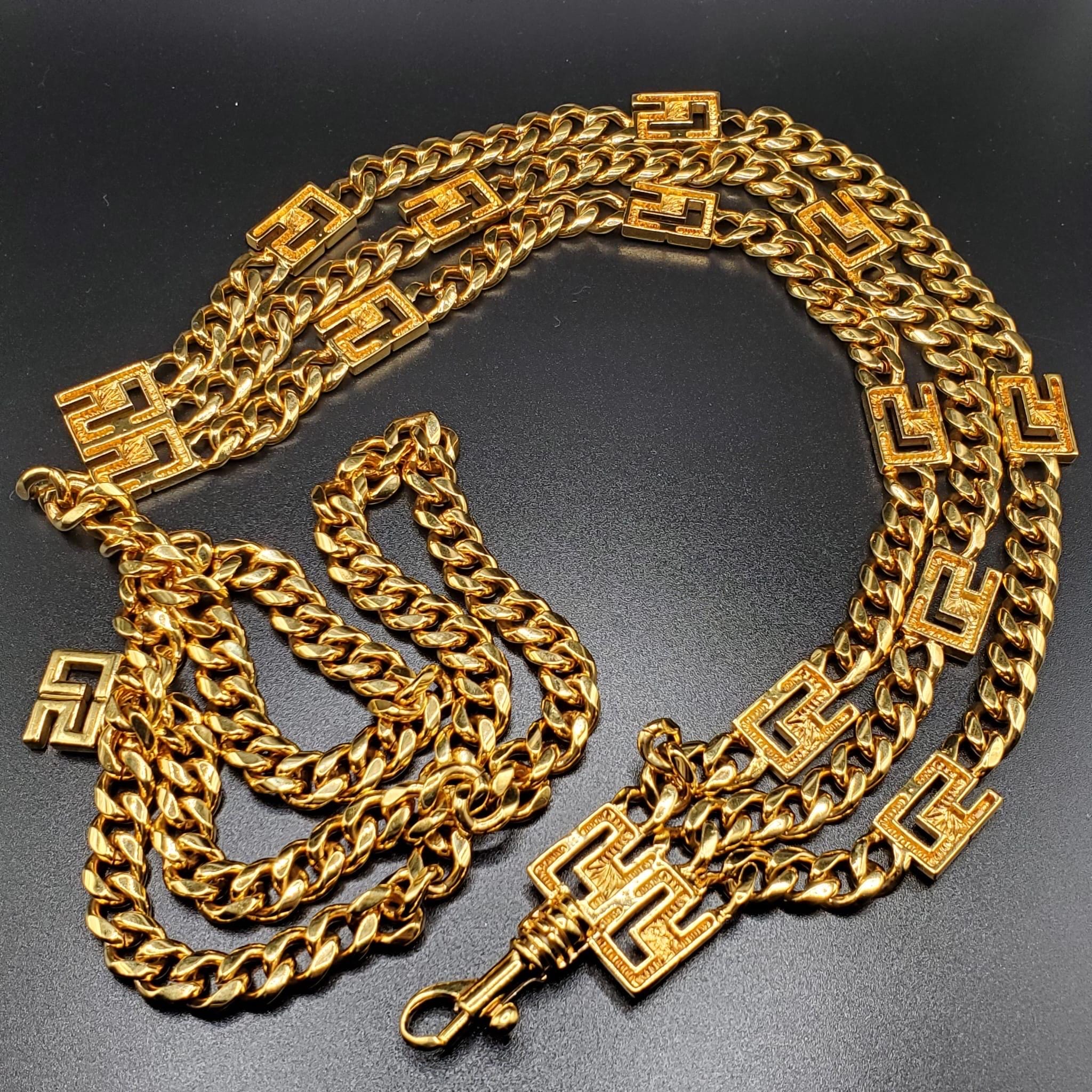 St. John Gold SJ Logo Layered Chain Belt Vintage Vintage ST JOHN SJ Logo Designer Runway Layered Gold Tone  main image 4