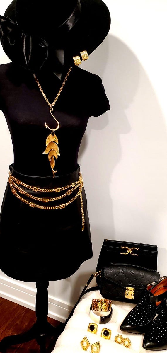 Vintage ST JOHN SJ Logo Designer Runway Layered Gold Tone  display picture 1
