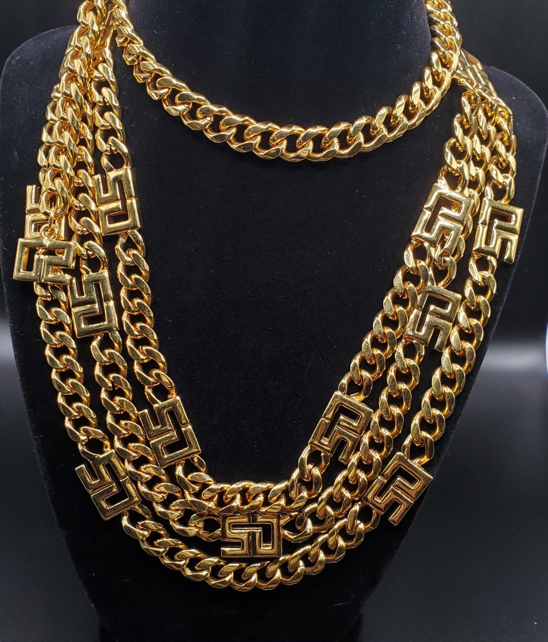 Vintage ST JOHN SJ Logo Designer Runway Layered Gold Tone 