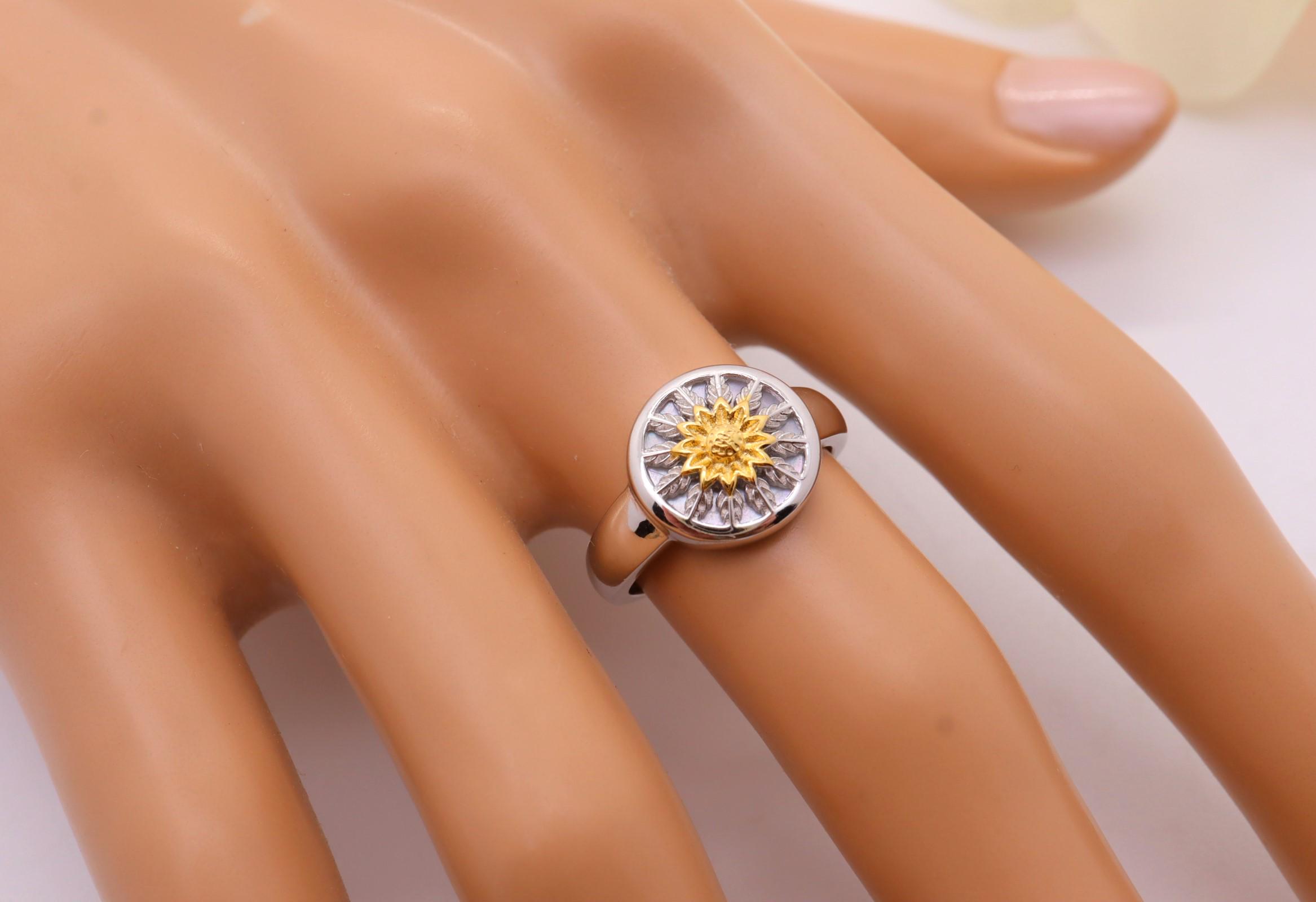 Eguzkilore 925mls Silver Ring Two-tone 18k Gold Plating (6