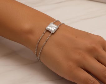 925 Sterling Silver Bracelet Bilbao Tile with Cubic Zirconia