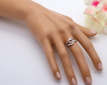 Duo Ring 【Casual LINE】(Silver) Crossover-Ring-in-Sterling-