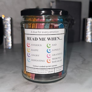 Il barattolo Dua / Regalo islamico fatto a mano / Dua coranici in arabo e inglese / Ricordo spirituale musulmano