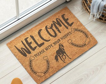 Funny Please Wipe Hooves Western Doormat