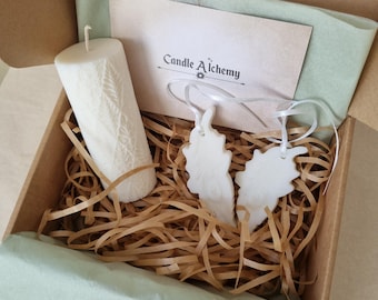 Set of a candle Summer Botanica and 2 pcs of Scented Wax Sachet Boho, Soy Wax Candle,Handmade Interior Candle, Air Freshener, Home Fragrance