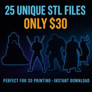 Superhero STL Files Bundle: Comic-Inspired 3D Print Models (Digital Download Pack)