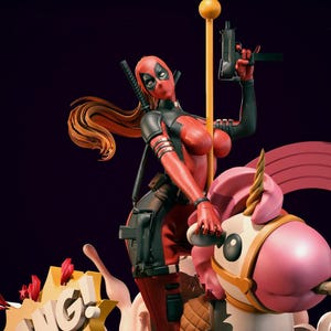 unicorn and lady deadpool High quality STL File, 3D Digital Printing STL File for 3D Printers, Movie Characters, Games, Figures, Diorama