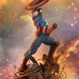 Captain America STL-bestand van hoge kwaliteit, 3D digitaal printen STL-bestand voor 3D-printers, filmpersonages, games, figuren, diorama