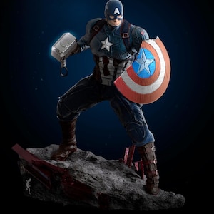 Captain America STL-bestand van hoge kwaliteit, 3D digitaal printen STL-bestand voor 3D-printers, filmpersonages, games, figuren, diorama