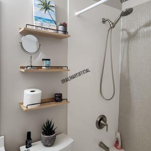 Set of 3 Wooden Bathroom Shelves | Over Toilet Storage | Bathroom Storage | Bathroom Organizer | Kitchen Shelves | Wall Shelves