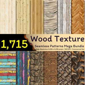 Paquete de 1715 patrones sin costuras de textura de madera, fondo de madera, paquete de papel digital de madera, patrón de veta de madera, 300 DPI, uso comercial