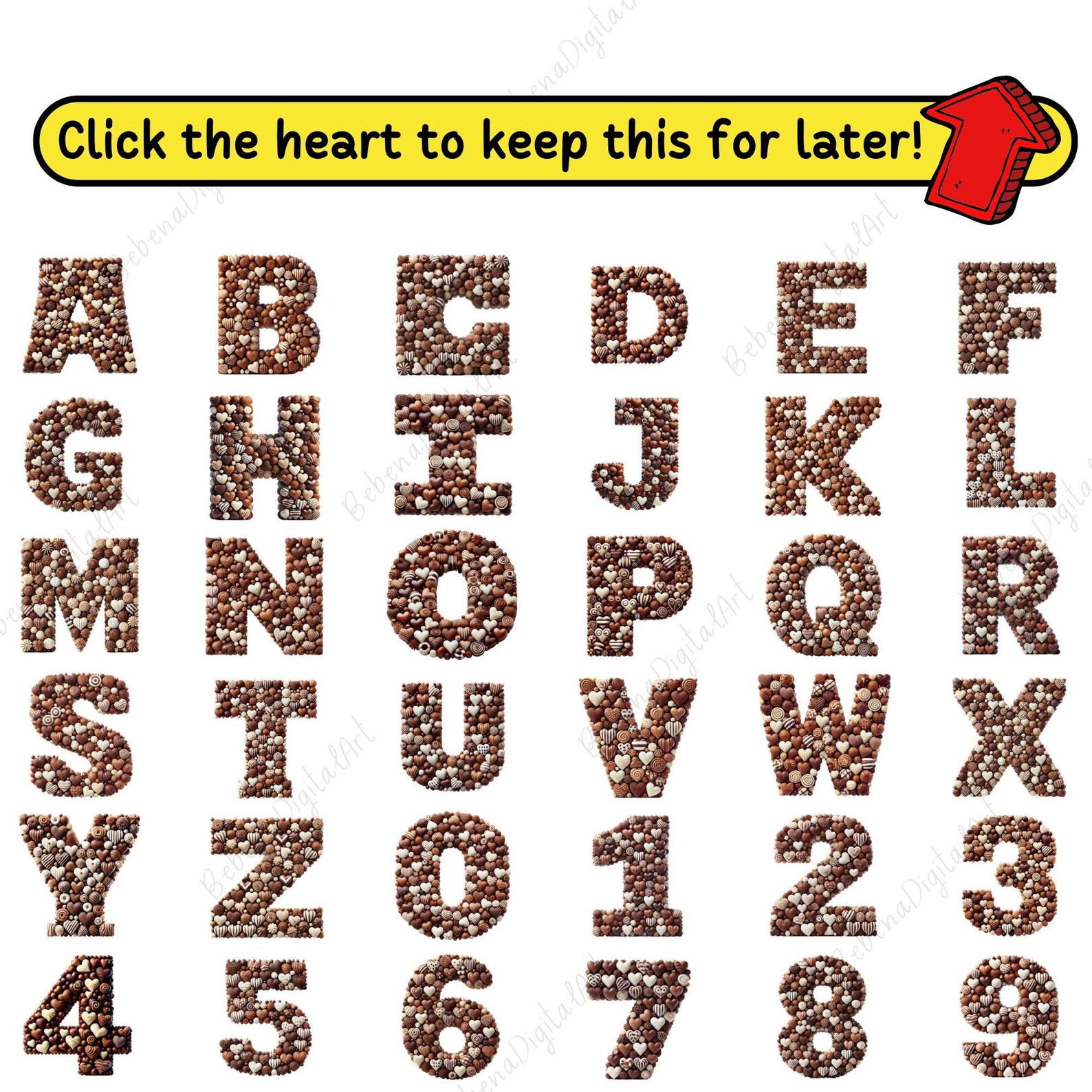 468 Cute Heart Alphabet & Numbers Bundle, Cute Alphabet Clipart ...