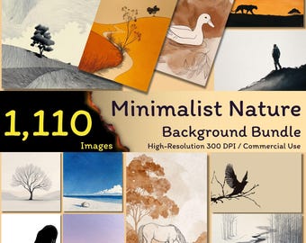 1,110 Minimalist Nature Backgrounds, Serene Landscape Art, Abstract Print, Background Bundle, 300dpi (Commercial Use)