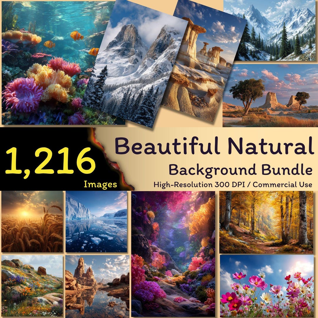 Order Natural Background 1,216 Beautiful Natural: Background Bundle, Realistic Nature Design ...