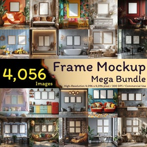 4.056 Rahmen Mockup Mega Bundle, Wand Mockup Rahmen, Fotorahmen Mockup, Innenrahmen Mockup, Mega Mockup Bundle, 300 DPI, kommerzielle Nutzung