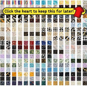 May include: A collection of 100 different marble and stone textures, each displayed in a square tile format. The tiles are arranged in a grid pattern, creating a visually appealing and diverse display of natural materials.