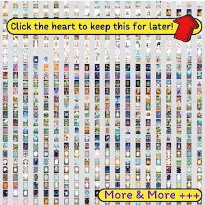 May include: A grid of various art prints with colorful illustrations. The prints feature diverse themes, including fantasy scenes, animals, and nature. Text on the image reads "Click the heart to keep this for later!" and "More & More +++."