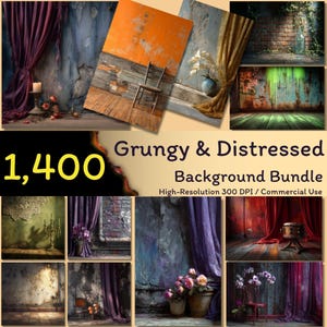 1,400 Grungy and Distressed Digital Backgrounds, Rustic Backdrop, Grunge Background Download, Vintage Backgrounds, 300dpi, Commercial Use