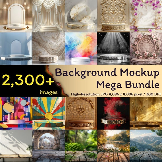 2,300+ Background Mockup Mega Bundle, Product Mockups, High Resolution Images, 300dpi (Commercial Use)