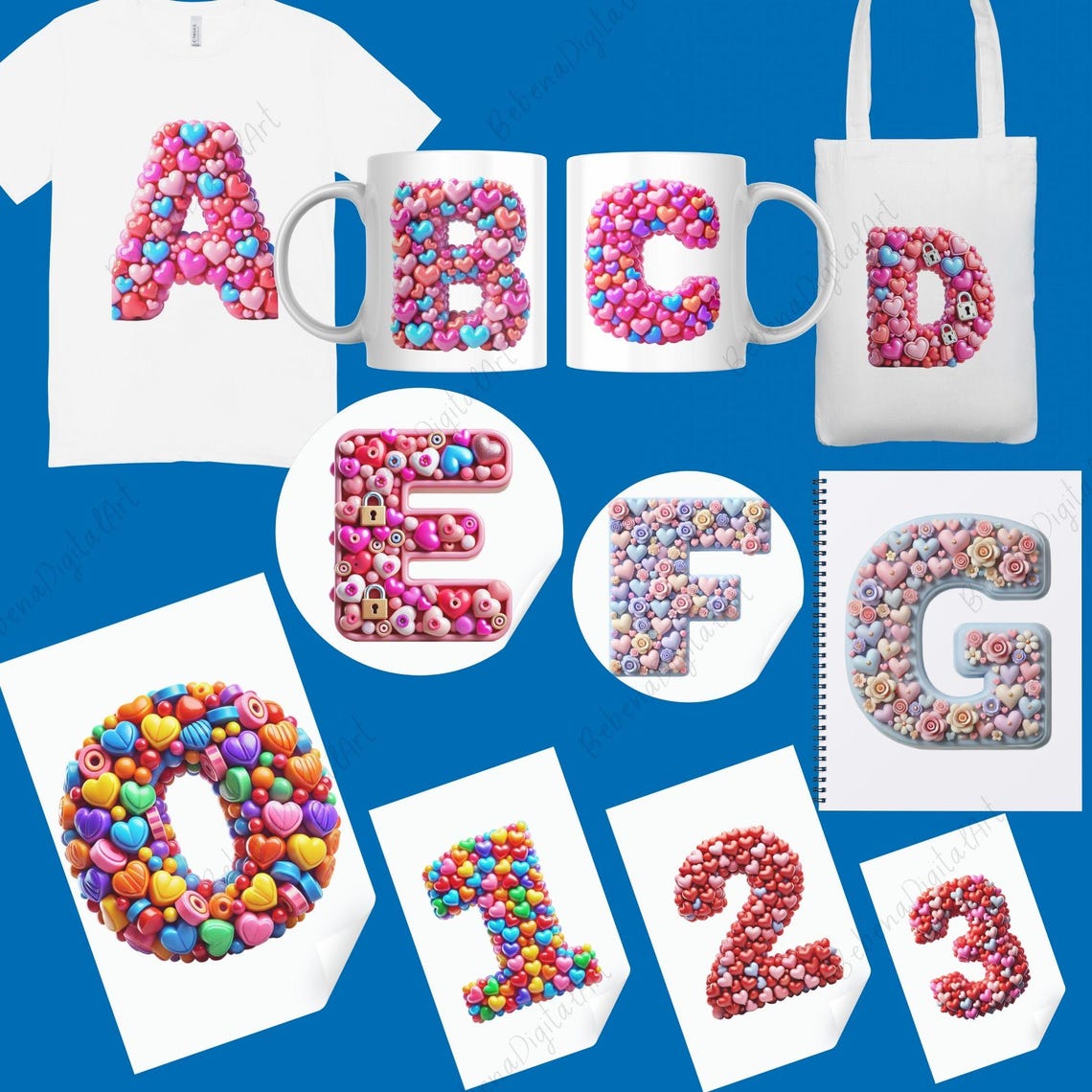 468 Cute Heart Alphabet & Numbers Bundle, Cute Alphabet Clipart ...