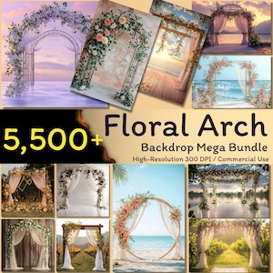 Oltre 5.500 sfondi digitali ad arco floreale, sfondi per matrimoni, sfondi per cerimonie, decorazioni per archi, sfondi per ritratti, Mega Bundle, uso commerciale