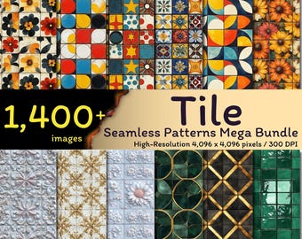 1,400+ Tile Seamless Patterns Mega Bundle, Abstract Seamless Pattern, Geometric Pattern, Digital Background, Seamless Bundle, Commercial Use