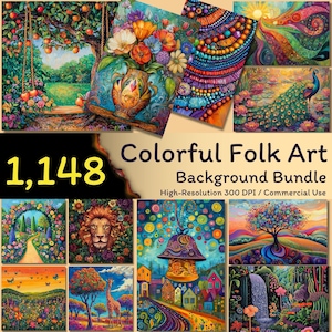 1.148 sfondi digitali colorati, arte popolare, carta digitale etnica vibrante, stampe artistiche, arte stravagante, 300 dpi, uso commerciale