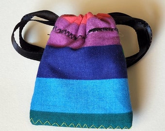 Small Rainbow Striped Drawstring Pouch