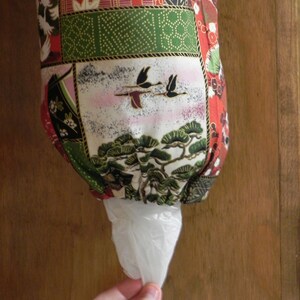 Asian Style Nature Themed Plastic Bag and Rag Holder and Dispenser image 2