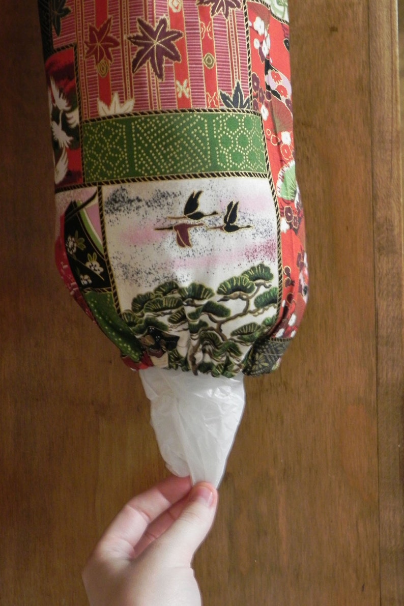 Asian Style Nature Themed Plastic Bag and Rag Holder and Dispenser image 2