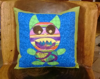 Rainbow Monster Throw Pillow 14x14 Slipcover- Insert Included