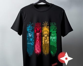 Kinder Dämonentöter T-Shirt - Anime inspiriertes grafisches T-Shirt, schwarzes Slayer Corps Shirt