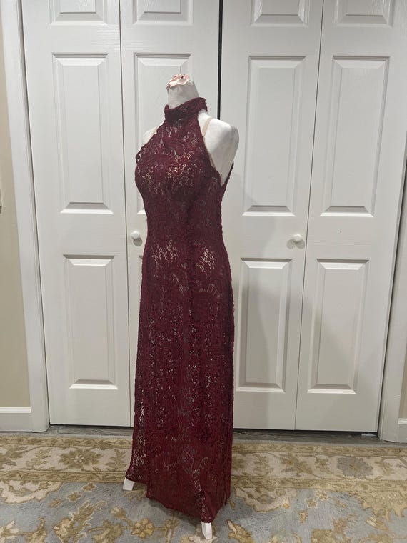 dark brown dress with sleeves Women's Just a Hint of Glam Textured Semi-Sheer Long Sleeve Maxi | Size: S Graphical_Solid Do Not Bleach Color:High Risk Red Nicole brown simpson style