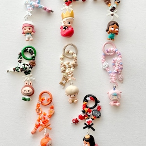Authentic POPMART pop beans keychain | phone charm| purse charm | Labubu | Molly | Skull Panda | Zsiga | Dimmo | Pucky