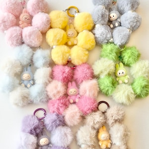 Labubu Popbohnen Anhänger | Handyband | Taschenanhänger |Miniversion Labubu Setz dich da| Labubu Figur flauschig |