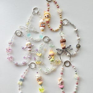 Ice Cream Pop Bean Keychain: Handmade Phone/Purse Charm - Authentic Labubu, Crybaby, Skull Panda