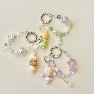 Ice cream pop bean keychain| Authentic POPMART pop beans keychain | phone charm| purse charm | Skull Panda |Crybaby|Labubu| Nyota