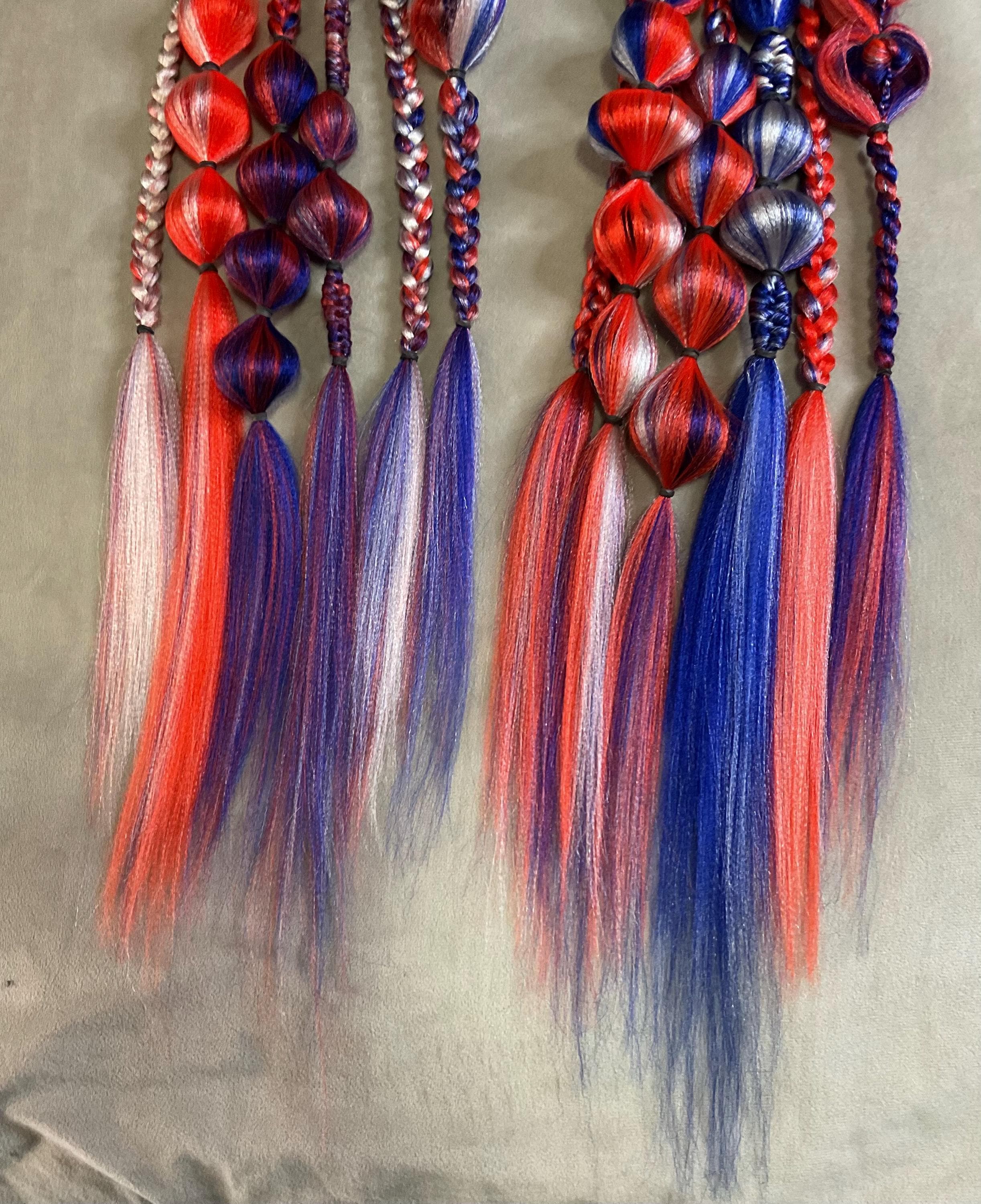 Red & White Braided Ponytail Hair Extension Amazon.com : 2 Pcs Red White Green Braid Ponytail Extension  main image 3