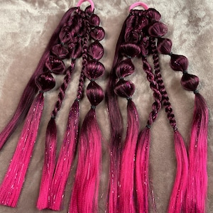 Reusable braids, softball braids, festival hair, rave braids, braided ponytail, premade festival hair, rave ponytail, bubble braid extension