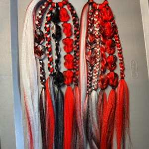 Red, White, Blue Braided Tie-in Ponytail | Patriotic Rave  display picture 2