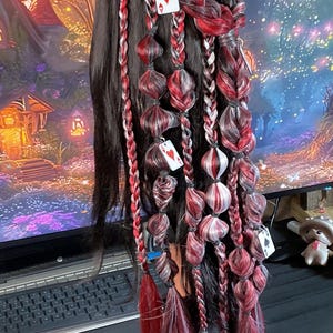 Reusable clip in braids, softball braids, festival hair, rave braids, braided ponytail, premade festival hair, rave ponytail, clip in braids