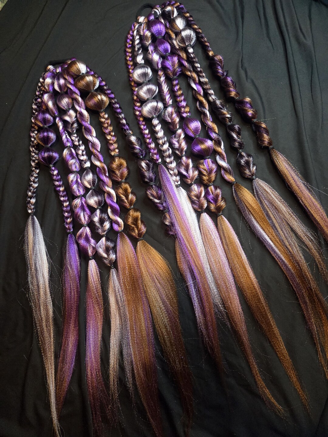 Multi Shade Purple & Brown Rave Braids Tie-in Set | Festival Hair ...