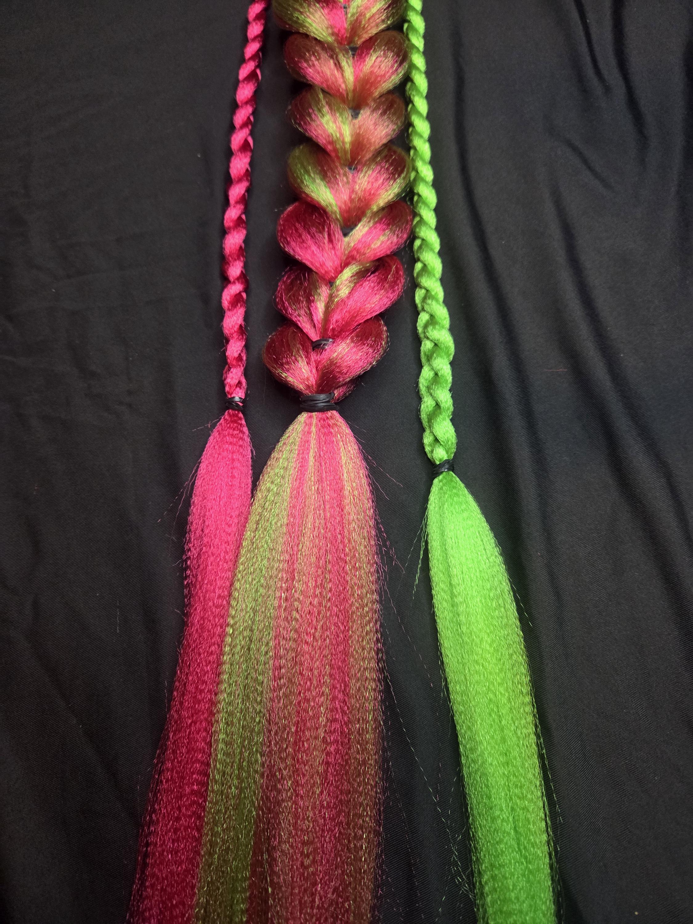 Pink & Neon Green Rave Braid Tie-in Set | Festival Braids | EDM Hair ...