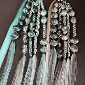Reusable braids, softball braids, festival hair tie in braid, braided ponytail, premade festival hair, rave ponytail, bubble braid extension