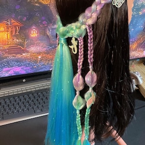 Wiederverwendbare Clip In Zöpfe, Softball Zöpfe, Festival Haar, Rave Zöpfe, geflochtener Pferdeschwanz, vorgefertigte Festival Haare, Rave Pferdeschwanz, Clip In Zöpfe