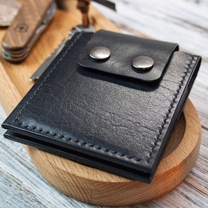 kompakte Lederbrieftasche ""FLIP"", Leder Portemonnaie, handgefertigte Brieftasche, faltbare Lederbrieftasche, Leder Herrenbrieftasche."